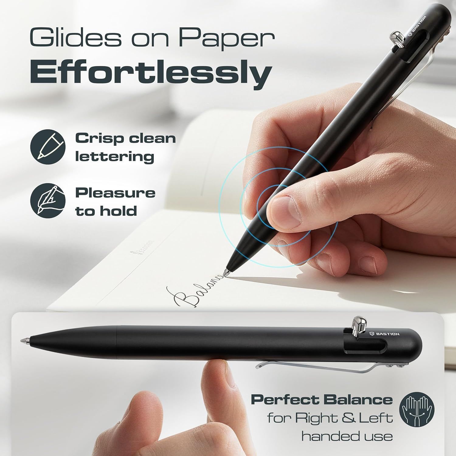 Aluminum pen writing on paper