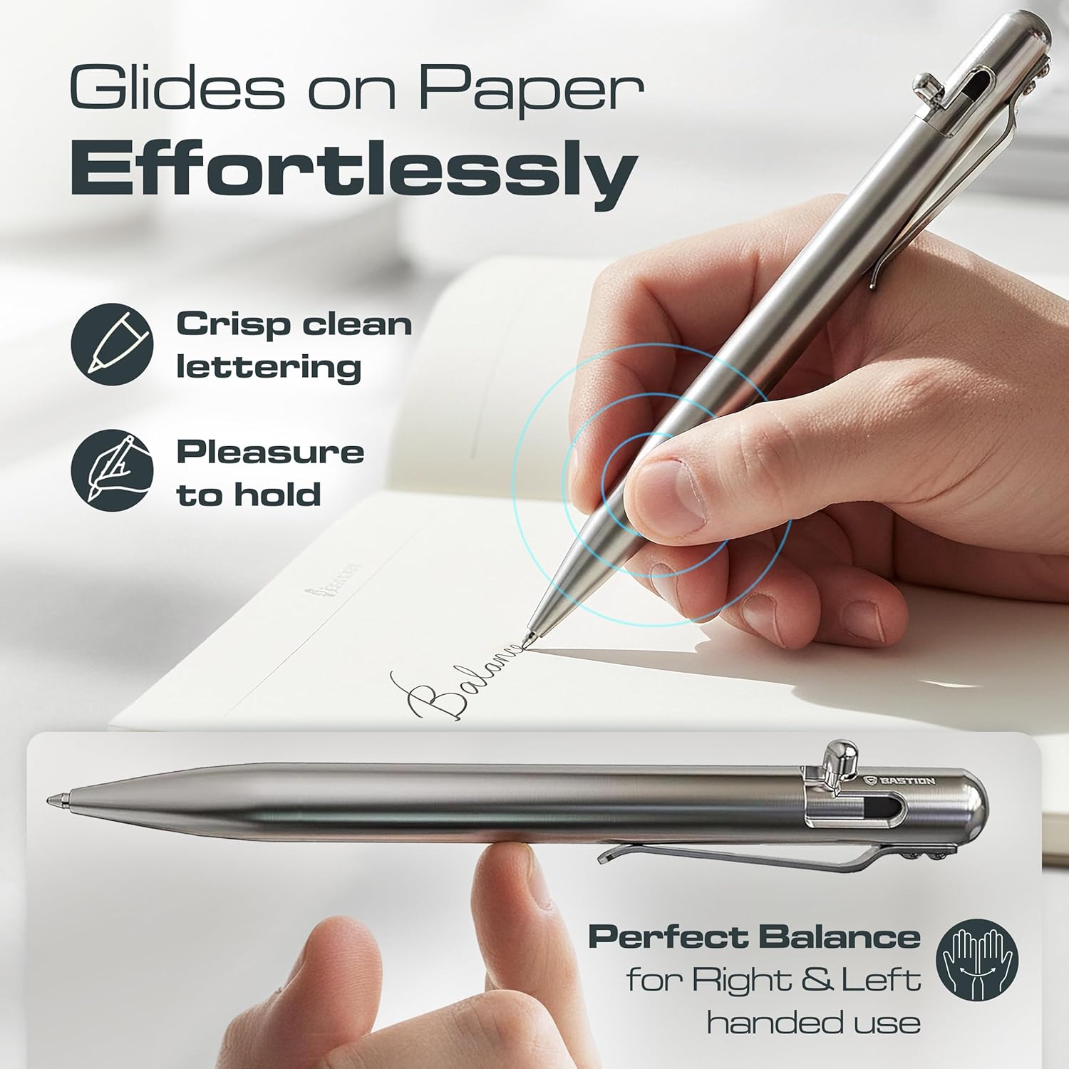 Stainless pen writing on paper